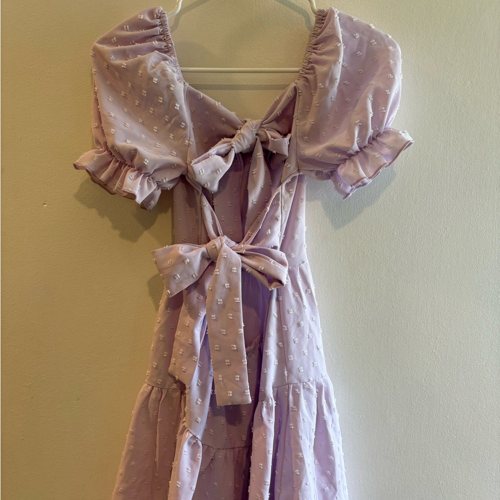 Lilac Puff Sleeve Tiered Dress - Picture 2 of 3
